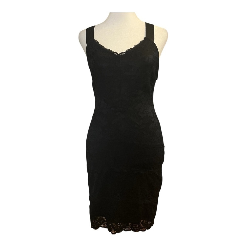Guess Black Lace Bodycon Dress – Size Small – Stretchy Cocktail Party Dress LBD